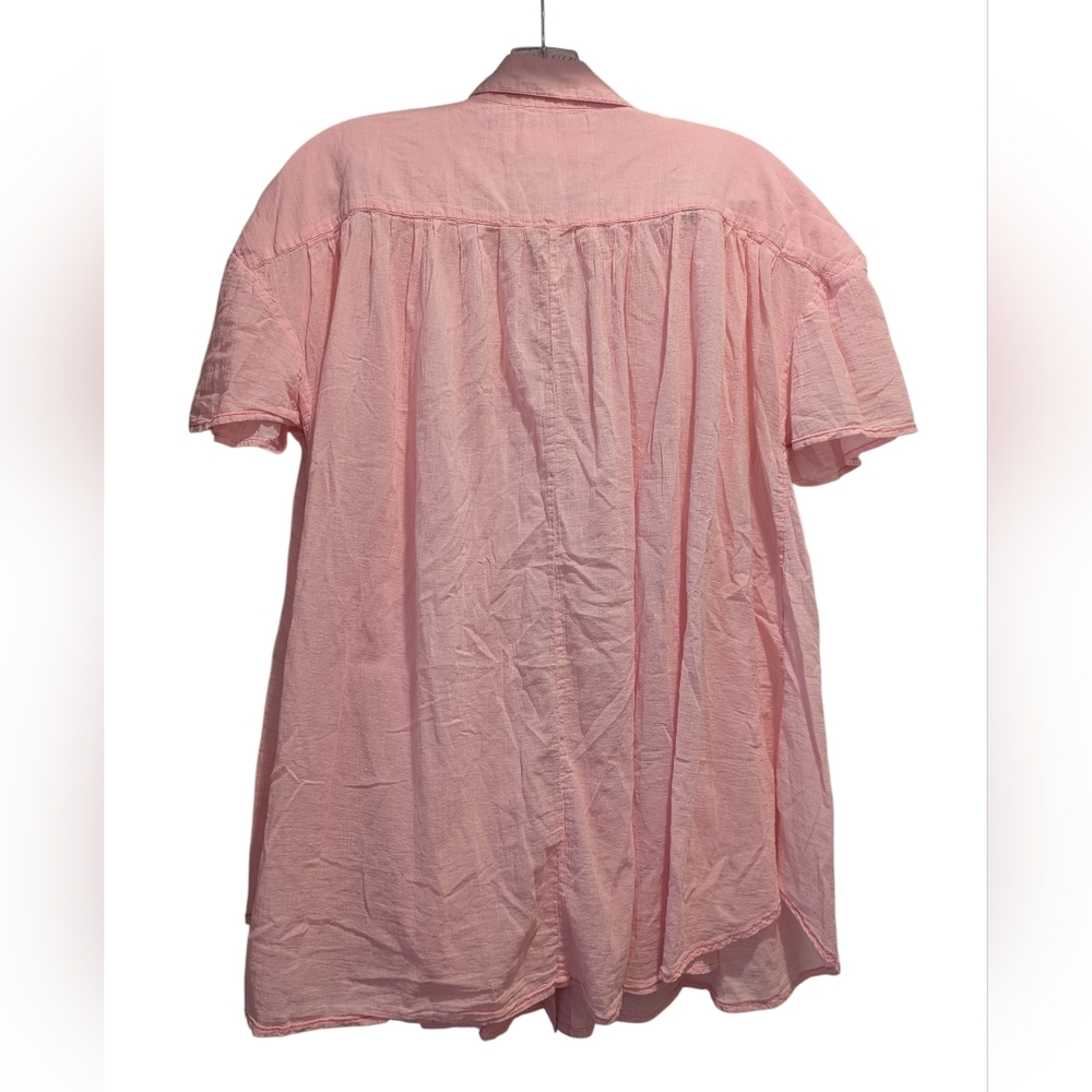 We the Free Soft Pink Float Away Gauzy Cotton Button Up Blouse Size Small EUC - Picture 2 of 8